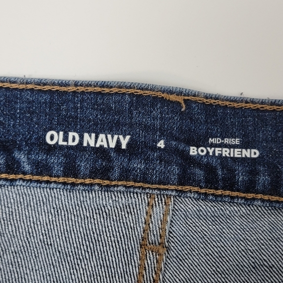 Old Navy Barbara Dark Wash Ripped Boyfriend Straight Denim Blue Jeans Sz 4 NEW - Picture 14 of 16
